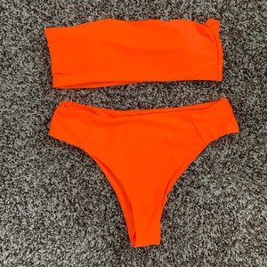 Neon Orange SHEIN Bikini Set